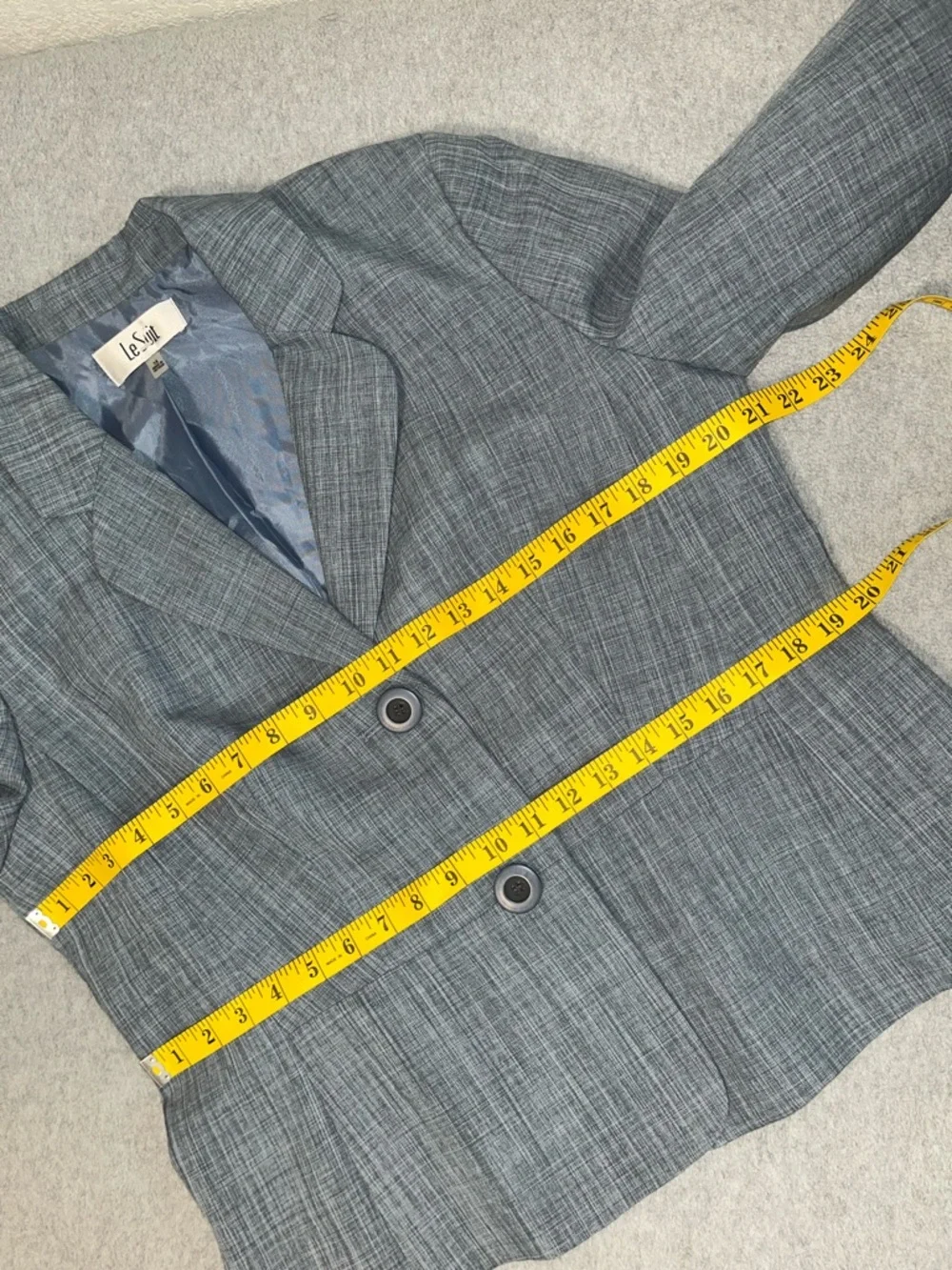 Le Suit Skirt Set Womens 14 Two Button Blazer Office Career Blue